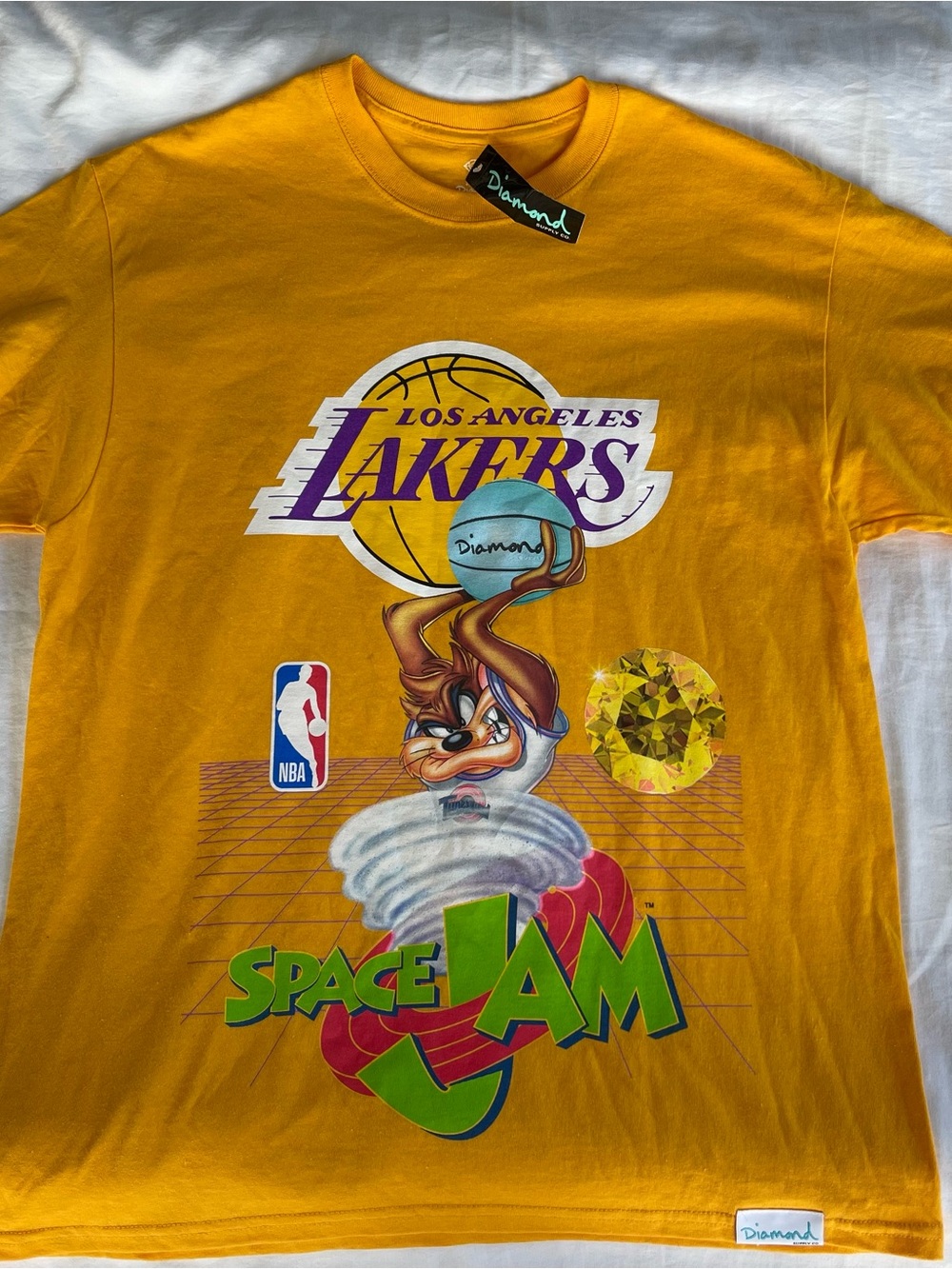 Diamond Supply Co. Yellow Los Angeles Lakers x Space Jam Graphic Tee